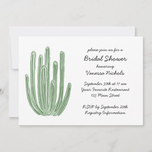 Waterverf Organ Pipe Cactus Bruiloftsborrel Kaart (Voorkant)