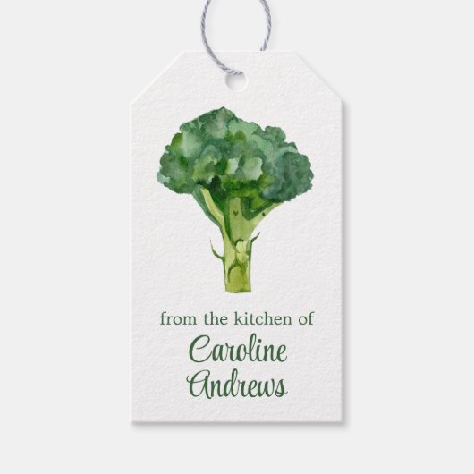 Waterverf Organische Broccoli Cadeaulabel (Voorkant)