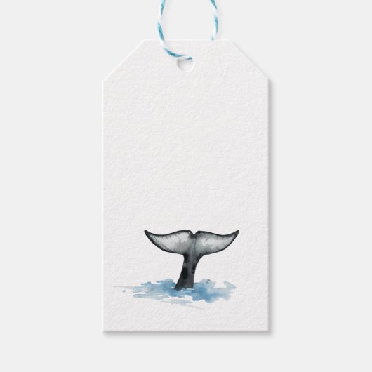 Waterverf Orka Staartvin Stickers Cadeaulabel (Voorkant)