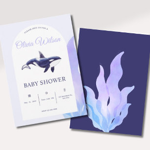 Waterverf Orka Walvis Baby Shower Kaart