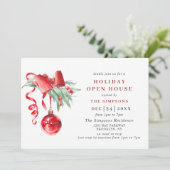 Waterverf Ornament CHRISTMAS HOLIDAY OPEN HUUSE Kaart (Staand voorkant)