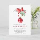 Waterverf Ornament CHRISTMAS HOLIDAY OPEN HUUSE Kaart (Staand voorkant)