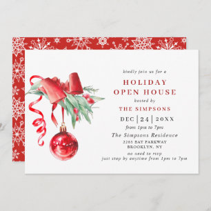 Waterverf Ornament CHRISTMAS HOLIDAY OPEN HUUSE Kaart