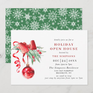Waterverf Ornament CHRISTMAS HOLIDAY OPEN HUUSE Kaart