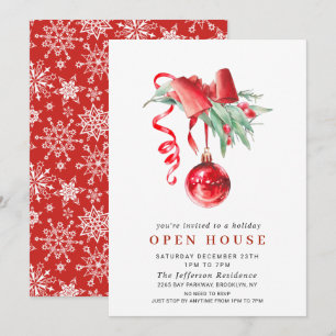 Waterverf Ornament CHRISTMAS HOLIDAY OPEN HUUSE Kaart