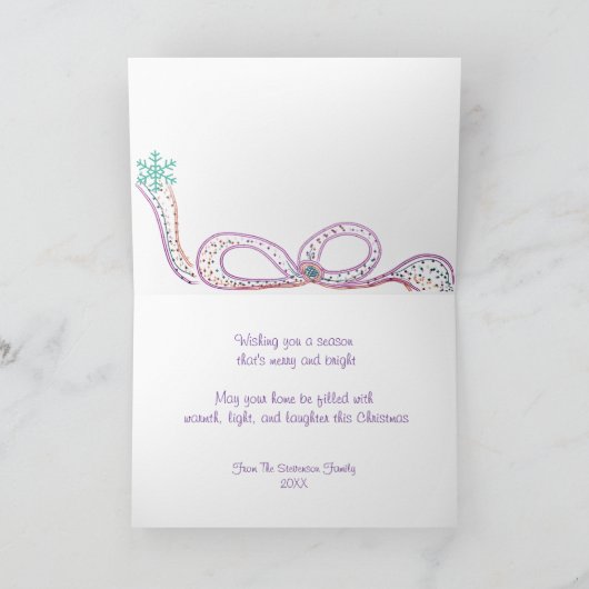 Waterverf Ornament en feestelijke lint kerst Kaart (Binnen)