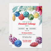 Waterverf Ornament Exchange Christmas Party Kaart (Voorkant / Achterkant)