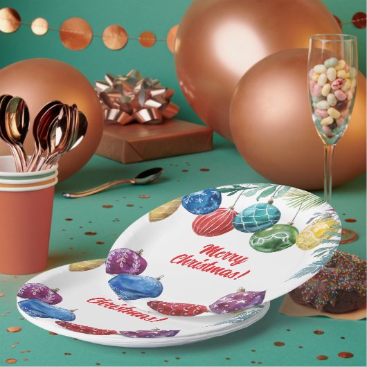 Waterverf Ornament Exchange Christmas Party Papieren Bordje (Multi)