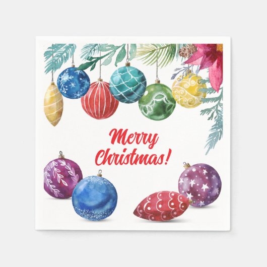 Waterverf Ornament Exchange Christmas Party Servet (Voorkant)