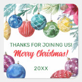 Waterverf Ornament Exchange Christmas Party Vierkante Sticker (Voorkant)
