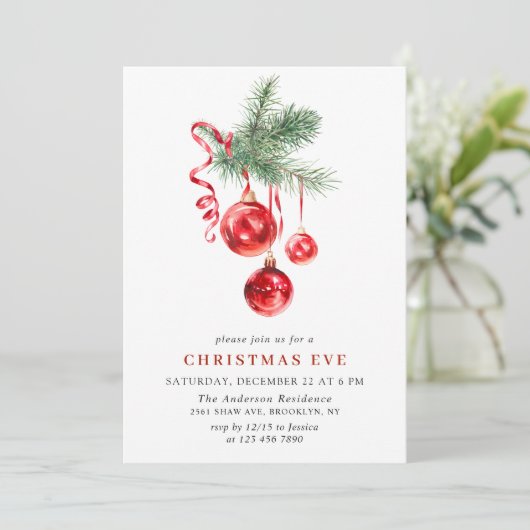 Waterverf Ornament kerstavond feestdag Kaart (Staand voorkant)