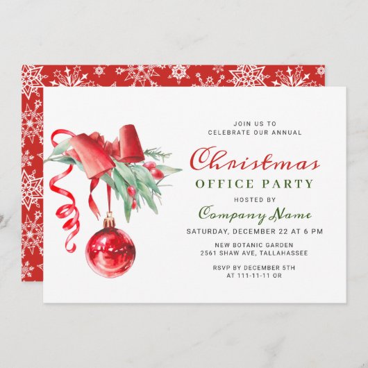 Waterverf Ornament kerstfeest Kaart (Voorkant / Achterkant)