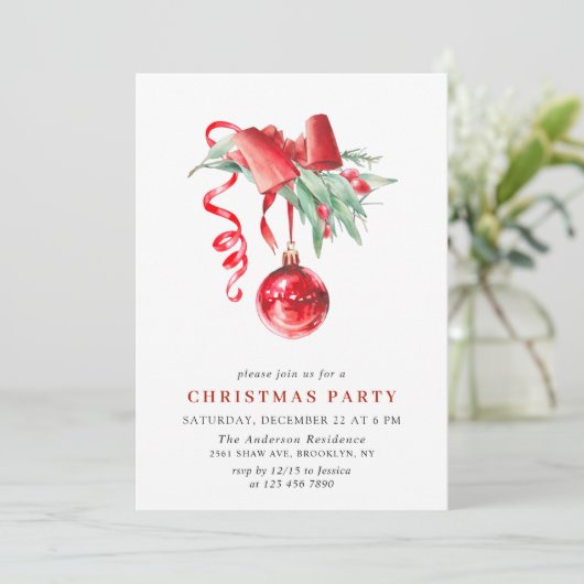 Waterverf Ornament kerstfeestdag Kaart (Staand voorkant)