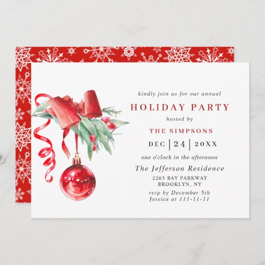 Waterverf Ornament kerstfeestdag Kaart (Voorkant / Achterkant)