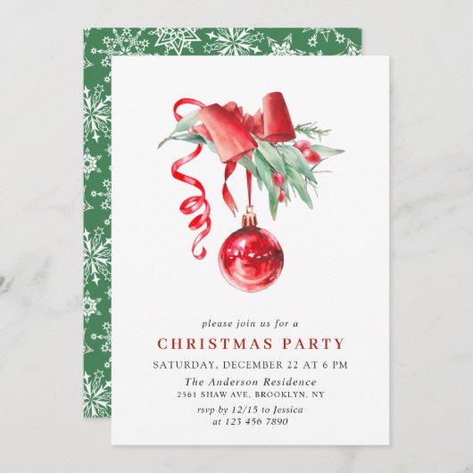 Waterverf Ornament kerstfeestdag Kaart (Voorkant / Achterkant)