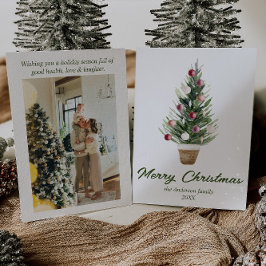 Waterverf Ornamenten Boom Foto Vrolijk Kerstfeest Feestdagenkaart