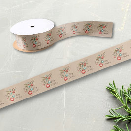 Waterverf Ornamenten Elegant Vrolijk Kerstfeest Satijnen Lint
