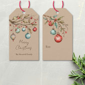 Waterverf Ornamenten Kerst Elegant Script Cadeaulabel