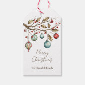 Waterverf Ornamenten Kerst Elegant Script Cadeaulabel (Voorkant)