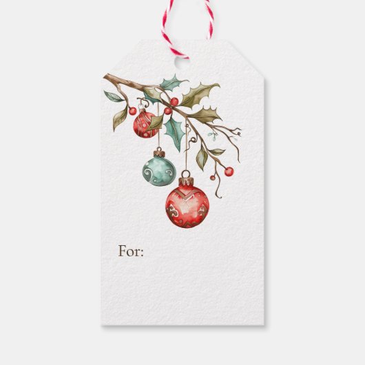 Waterverf Ornamenten Kerst Elegant Script Cadeaulabel (Achterkant)