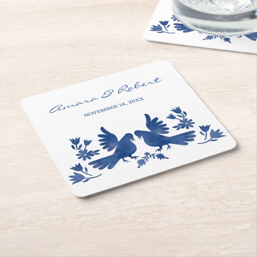 WATERVERF OTOMI BIRDS KARTONNEN ONDERZETTERS (Schuin)