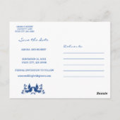 WATERVERF OTOMI BIRDS - NAVY Save the date Briefkaart (Achterkant)