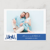 WATERVERF OTOMI BIRDS - NAVY Save the date Briefkaart (Voorkant)