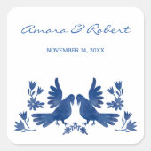 WATERVERF OTOMI BIRDS VIERKANTE STICKER (Voorkant)