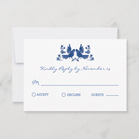 Waterverf otomi vogels - Navy (Voorkant)