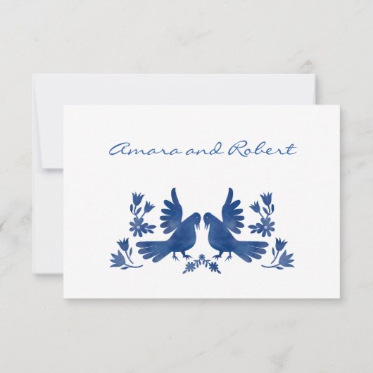 Waterverf otomi vogels - Navy (Achterkant)