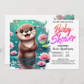 Waterverf Otter Aangepast Baby shower Kaart (Voorkant / Achterkant)