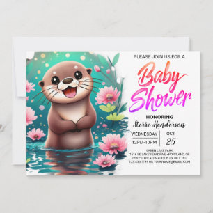 Waterverf Otter Aangepast Baby shower Kaart