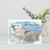 Waterverf Otter Animal BIRTHDAY Fun PARTY Uitnodig Kaart (Staand voorkant)