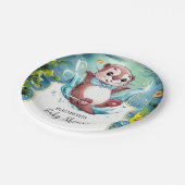Waterverf Otter Baby shower Papieren Bordje (Gekanteld)