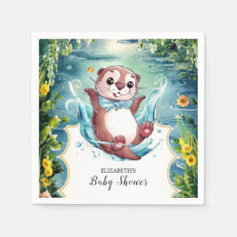 Waterverf Otter Baby shower Servet