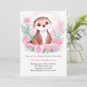 Waterverf Otter Dreamscape Meisje Baby shower Kaart (Staand voorkant)