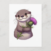 Waterverf Otter en distel Briefkaart (Voorkant)