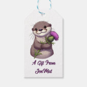 Waterverf Otter en distel Cadeaulabel (Voorkant)