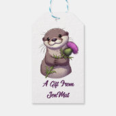 Waterverf Otter en distel Cadeaulabel (Achterkant)