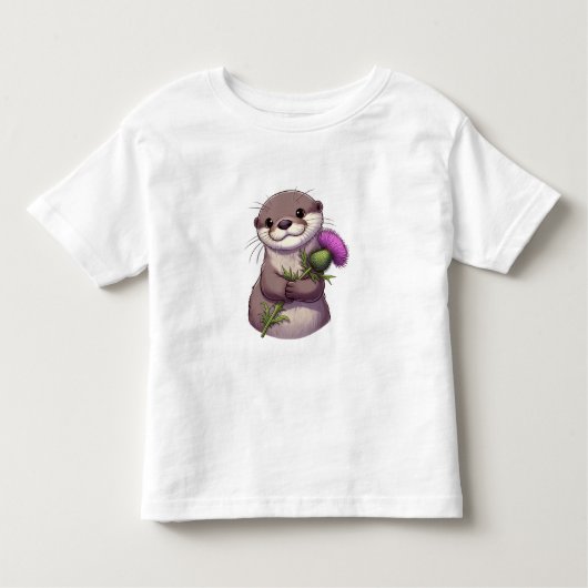 Waterverf Otter en distel Kinder Shirts (Voorkant)