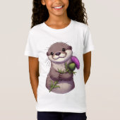 Waterverf Otter en distel T-shirt (Voorkant)