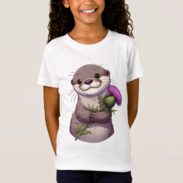 Waterverf Otter en distel T-shirt