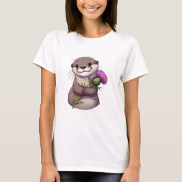 Waterverf Otter en distel T-shirt