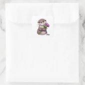 Waterverf Otter en distel Vierkante Sticker (Tas)
