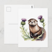 Waterverf otter en distels briefkaart (Voorkant / Achterkant)
