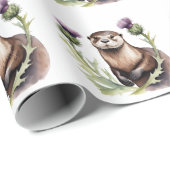 Waterverf otter en distels cadeaupapier (Rol Hoek)
