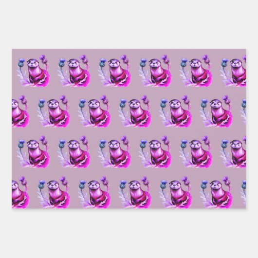 Waterverf otter en distels inpakpapier vel (Voorkant 3)