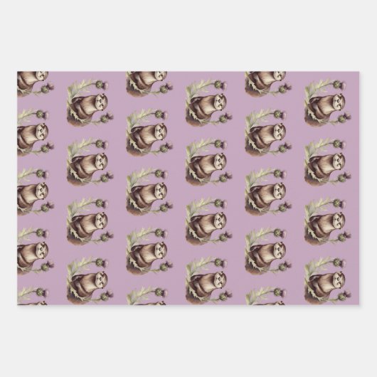 Waterverf otter en distels inpakpapier vel (Voorkant 2)