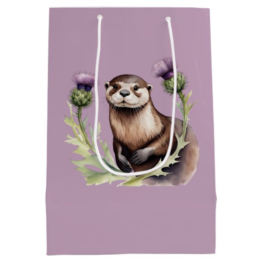 Waterverf otter en distels medium cadeauzakje (Achterkant)