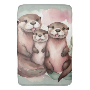 Waterverf Otter familie Badmat